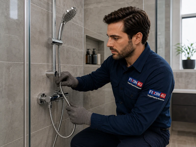 Plumber repairing a shower fitting